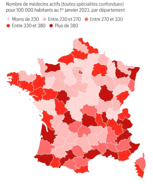 Carte de France colorée, représentation de données par régions.