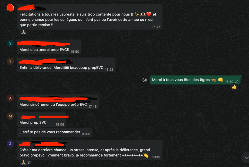 Résultats PrepEVC 2025 :
