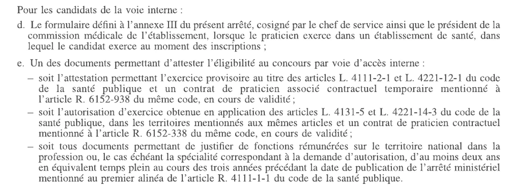 Journal officiel du 13 juin 2026, arrêté du 12 juin 2026 : pièces pour la voie interne des EVC, formulaire annexe III, AEP et contrat PACT, outre-mer, ou 2 ans de fonctions rémunérées en équivalent temps plein