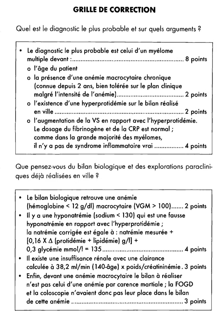 Exemple de grille de correction d’une épreuve de type EVC : barème en points pour chaque élément attendu (diagnostic, arguments, bilan)