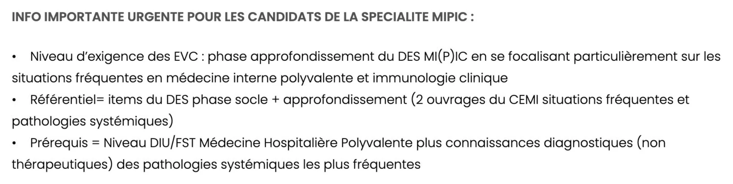Note du CNG sur les EVC de médecine interne polyvalente et immunologie clinique : référentiel, niveau attendu DIU/FST et connaissances diagnostiques