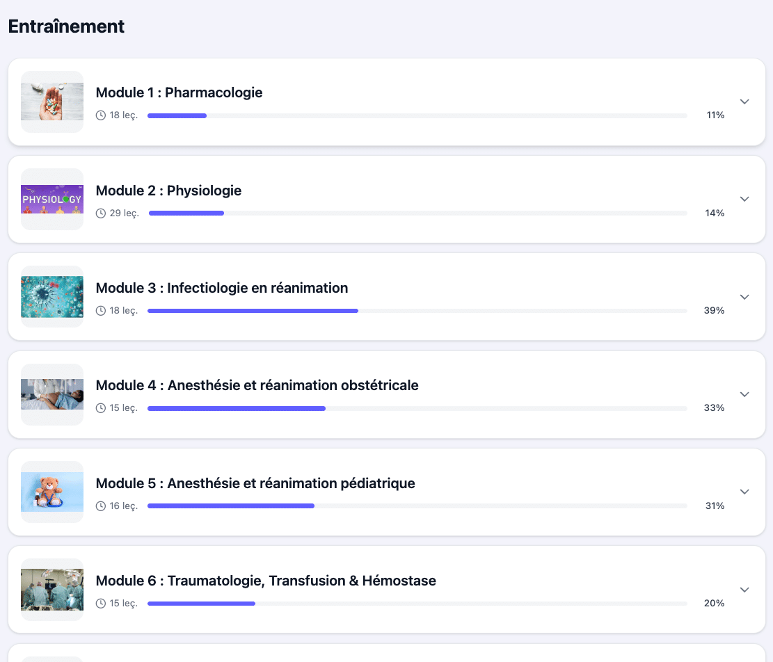 Plateforme d’entraînement PrepEVC d’anesthésie-réanimation : modules de pharmacologie, physiologie, infectiologie en réanimation, obstétrique, pédiatrie et traumatologie