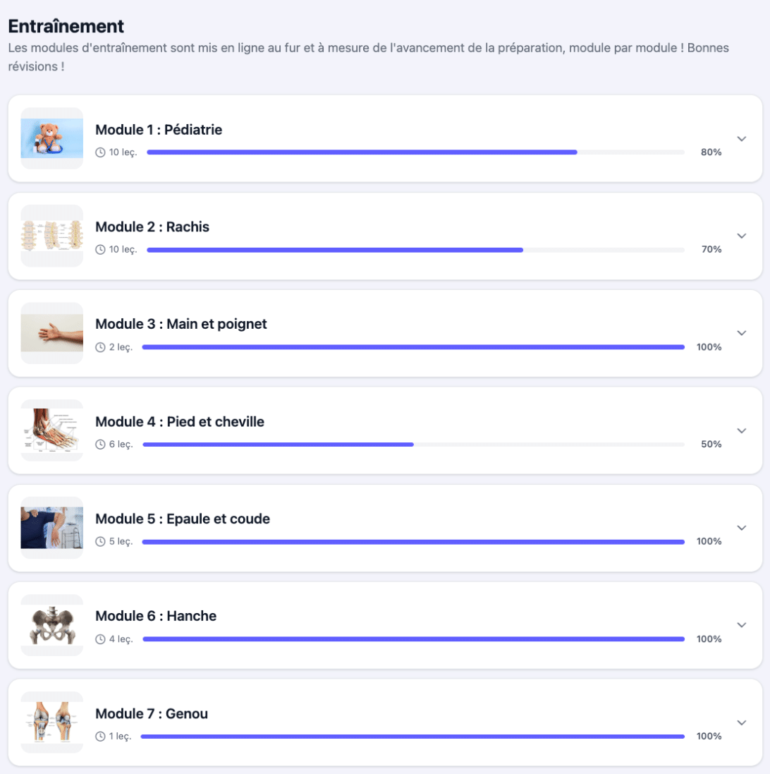 Plateforme d’entraînement PrepEVC de chirurgie orthopédique : modules de pédiatrie, rachis, main et poignet, pied et cheville, épaule et coude, hanche et genou